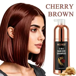5-in-1 Chestnut brown Hair Dye Shampoo for Gray Coverage, Herbal Semi-Permanent Hair Color for Women & Men, Instant Hair Coloring & Nourishing Care, Easy At-Home Use, 200ml