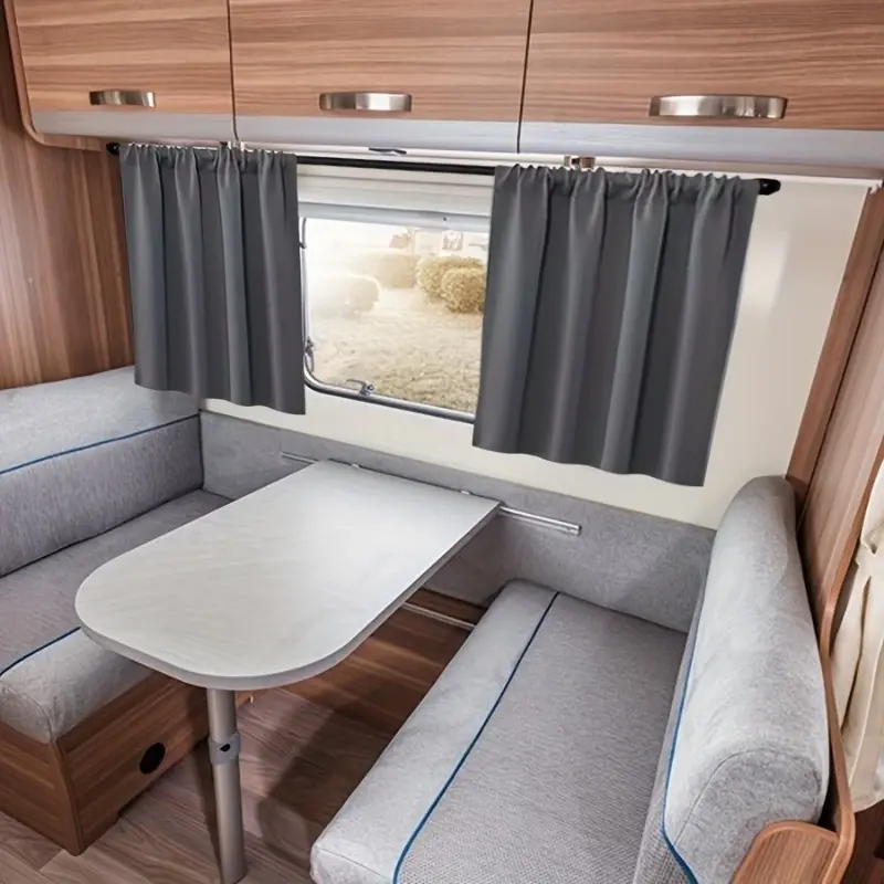 2pc Camping Window RV Curtains, Window Drapes, Deep 100% Light Blocking Short Curtains, Insulated Winter Privacy Double Layer Bed Bottom Curtains, Thermal Insulated Curtain