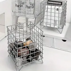 Large Capacity Nordic Style Metal Coffee Box Storage Basket, Desk Organizer Rack, Iron Art Capsule Shelf, Makeup Collection Box