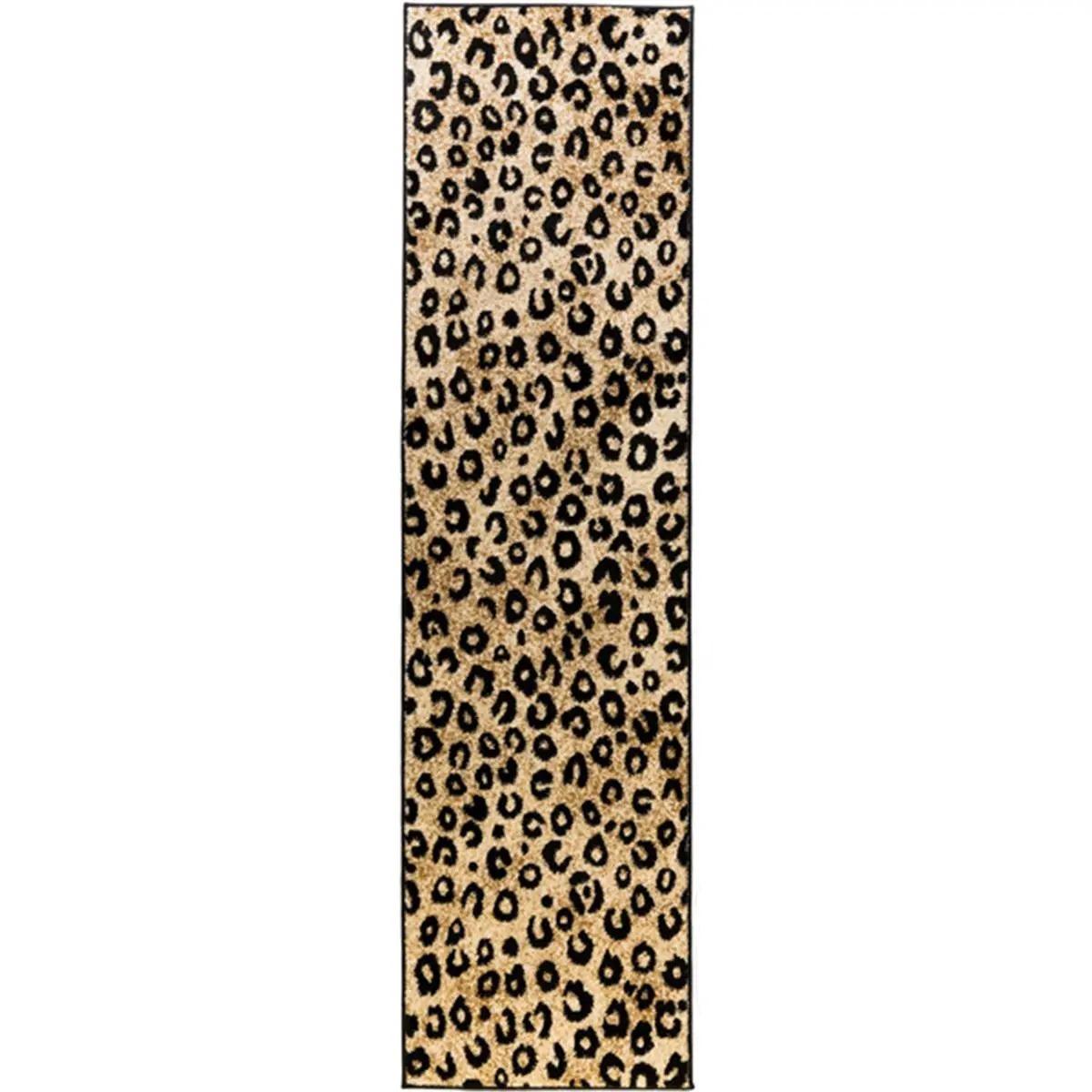 Infinity Home 19532 2 ft. x 7 ft. 3 in. Black Dulcet Leopard Runner Area Rug - Distinctive Design, Print, Statement Decorative, Textured Print, Themed Designs Runners, Distinctive Design Runners