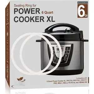 Sealing Ring for 6 Qt Power  Cooker XL 6 Qt Replacement Gasket  Seal Rings Compatible With 6 Quart PPC770 PCXL-PRO6, PC-TRI6, PPC771, PRO, WAL1,WAL2 Accessories  2-Pack