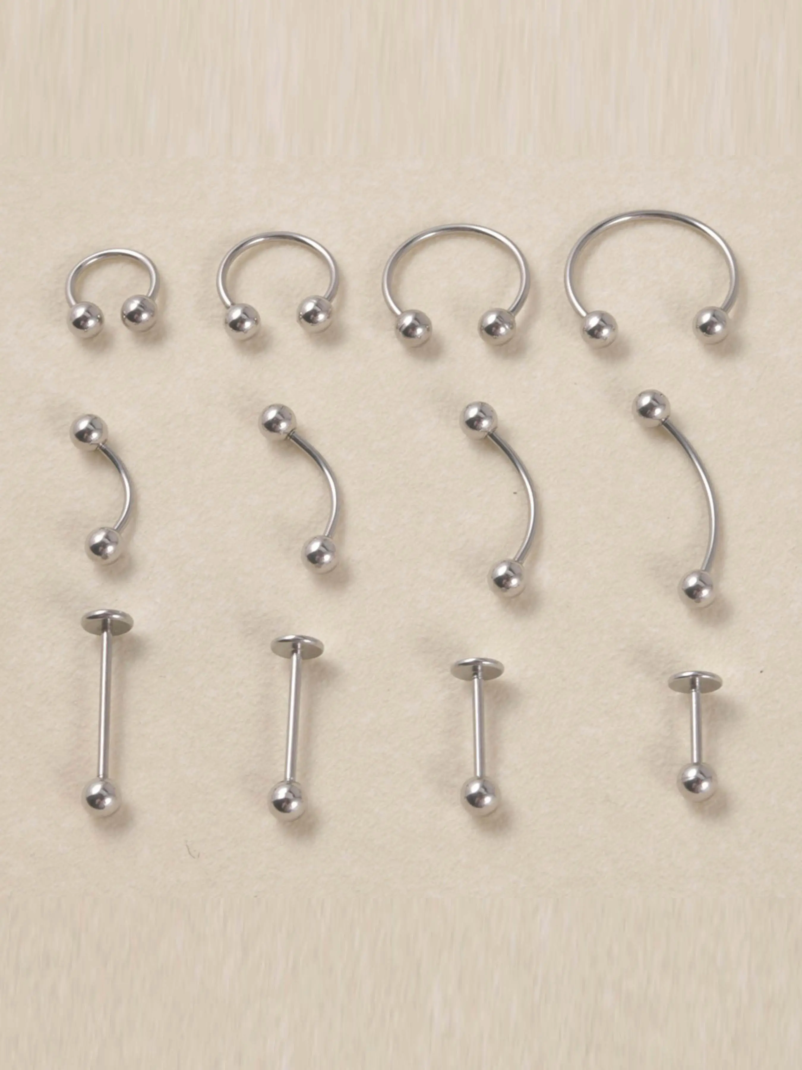 1Pc 16g Surgical Steel Lip Labret Cartilage Tragus Helix Stud Eyebrow Banana Horseshoe Curved Barbells Piercing Body Jewelry Side Labret Jewelry