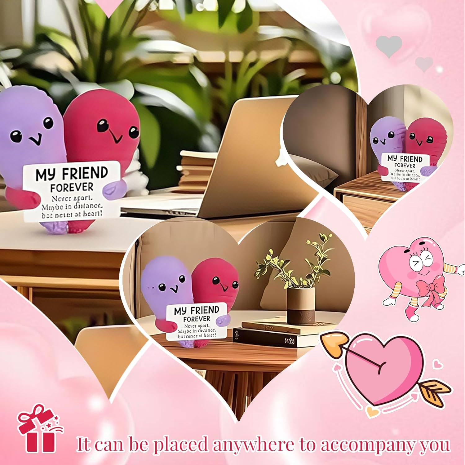 Funny Crochet Heart Best Friend Birthday Gifts for Women,Easter Basket Stuffers Long Distance Friendship Gifts for Friends Graduation Mothers Day Going Away Gift Coworkers Bestie,Cute Handmade Decor