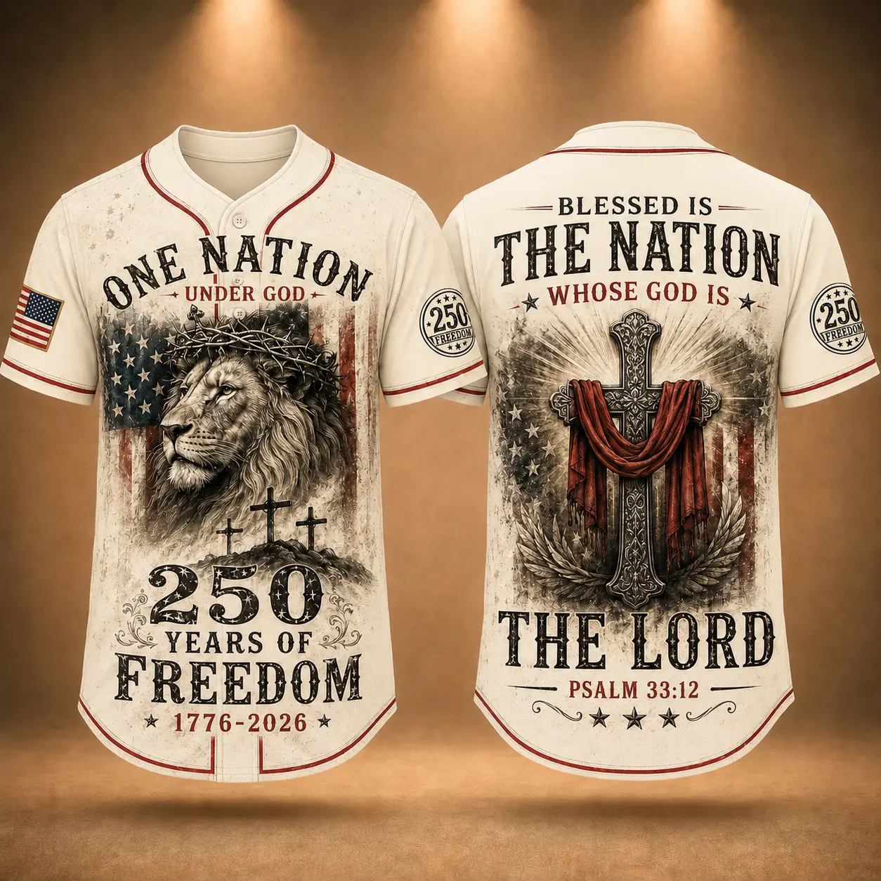 Christian Patriotic Baseball Jersey, One Nation Under God Shirt, Jesus Jersey, 250 Years of Freedom 1776 2026 Gift, America 250 Comfortable to wear, a must-have for game days and holidays