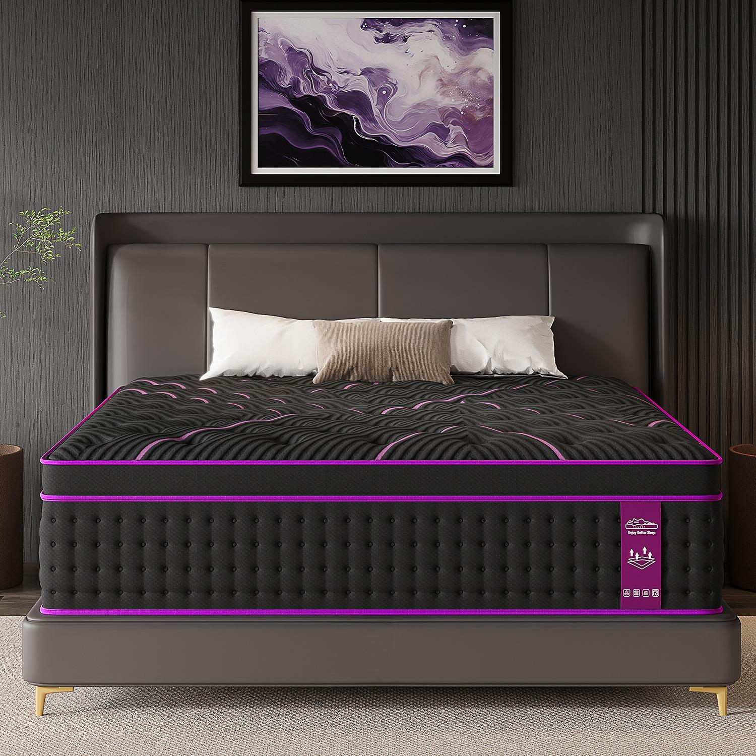 12"14" Twin Full Queen King Size Mattress in a Box Hybrid Spring Gel Memory Foam,  Euro Top Medium Firm Ergonomic Mattresses for Motion Isolation, Edge Support, 100 Night Trial