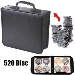 520 Discs Portable CD DVD Storage Organizer Bag, Premium PU Material, Dust-Proof Scratch-Resistant, Zipper Closure, Lightweight for Home Travel Collection