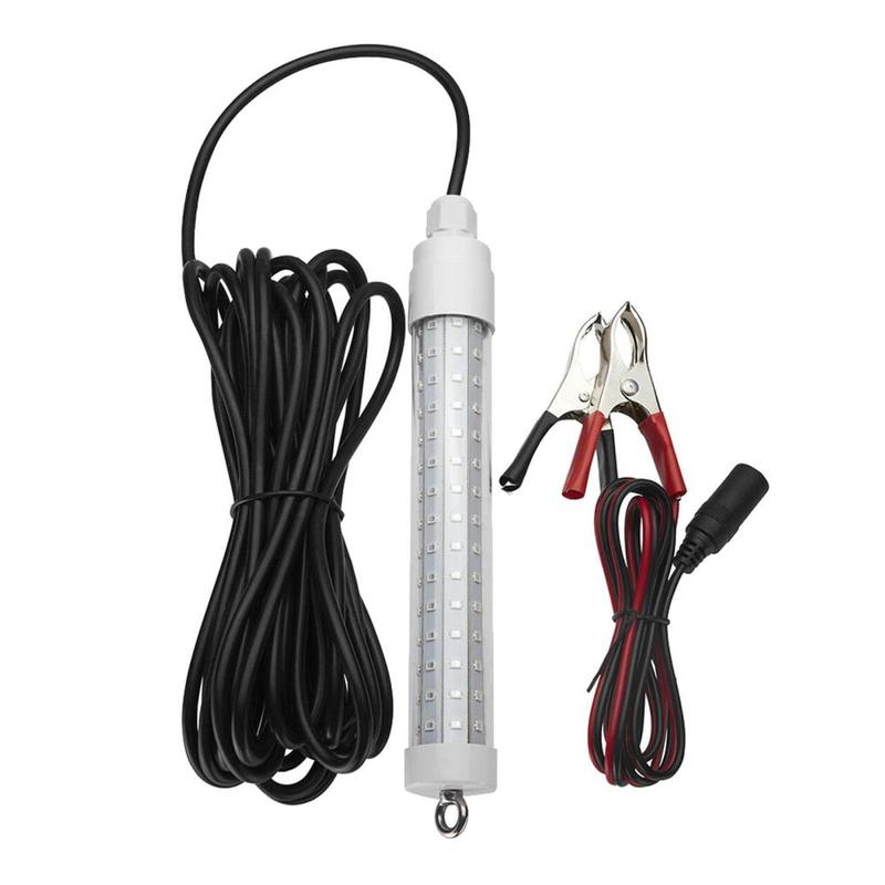 Underwater Fishing Light, Lure   Night Light, Boat Submersible Deep Drop Light ,120 LED Lamp 12V-24V & Battery Clip for  Prawns