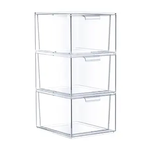 Sorbus 3 Pack Clear Stackable Acrylic Drawer Makeup Organizers Sorbus 3 Pack Clear Stackable Acrylic Drawer Makeup Organizers