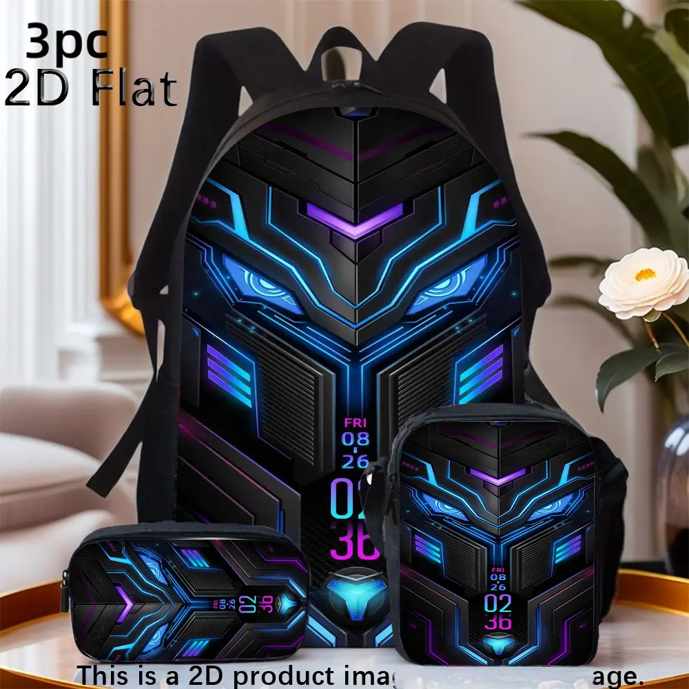 【Back to School】3pcs Large Capacity Lightweight Nylon Daypack with Lunch Bag & Pencil Case, Perfect for School, Travel, or Daily Commute, Great Birthday or Holiday Gift, Backpack for Travel