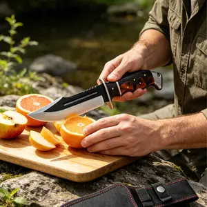 Versatile steak & outdoor prep knife! Great for cutting meats, fruits, veggies, camping meal prep or everyday kitchen tasks. Sharp blade, comfy grip, with a safe sheath for carry—your go-to multi-use essential!
