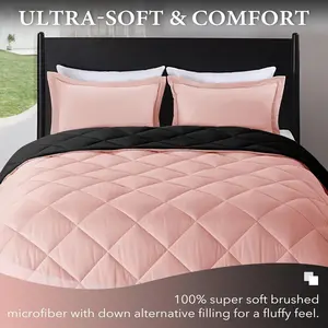 Twin Comforter Set - Pink and Black Twin Comforter, Soft Bedding Sets for All Seasons