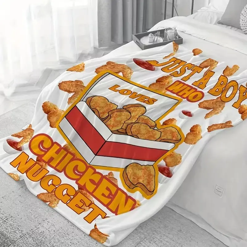 Soft Funny Throw Blanket Just a Boy Who Loves Chicken Nuggets Gifts for Women Men Soft Chicken Nuggets Throw Blanket Lightweight Snap Blanket for Teen Girls Travel Couch Decor Birthday Gifts