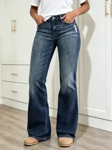 Bell Bottom Jeans for Women Frayed Raw Hem High Waist Super Soft Stretchy Flared Leg Jeans
