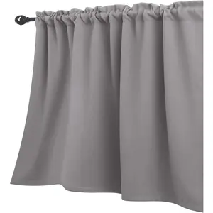 KOUFALL Light Gray Valances for Windows,Small Window Valances for Bathroom,Silver Grey,18 Inch Length
