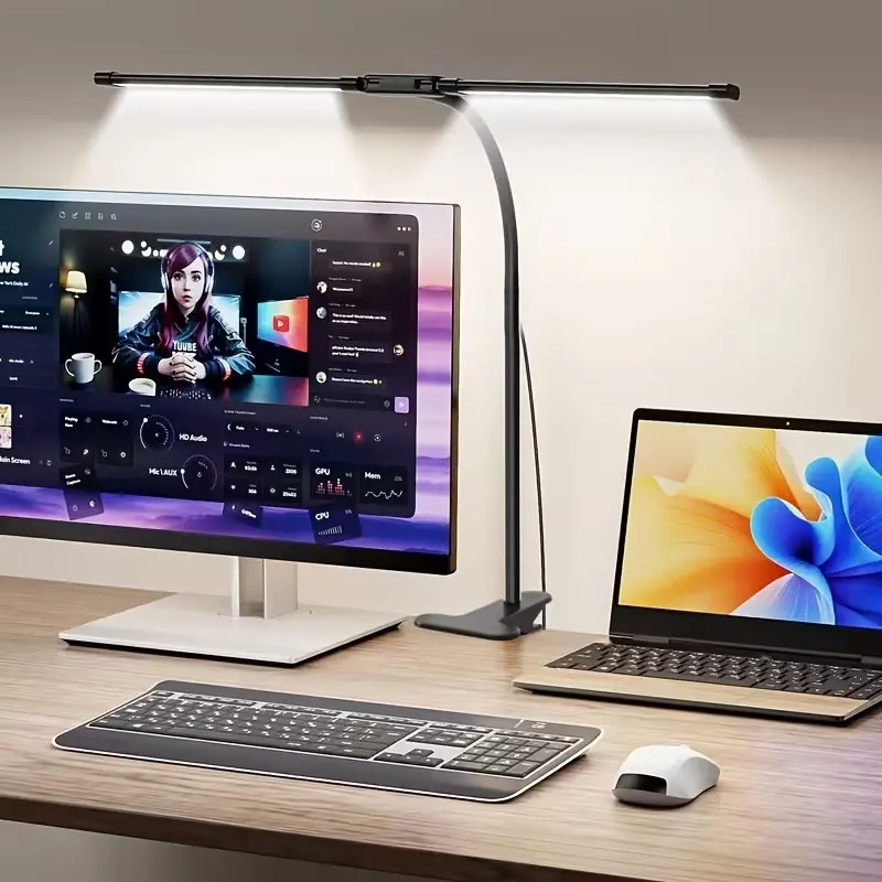 Adjustable Dual Head Clamp Desk Lamp, Adjustable Lighting, Adjustable Indoor Lighting, Lighting Modes Adjustable, USB Powered, Flexible Design, Ideal for Reading and Learning, Perfect for Workspaces and Home Use