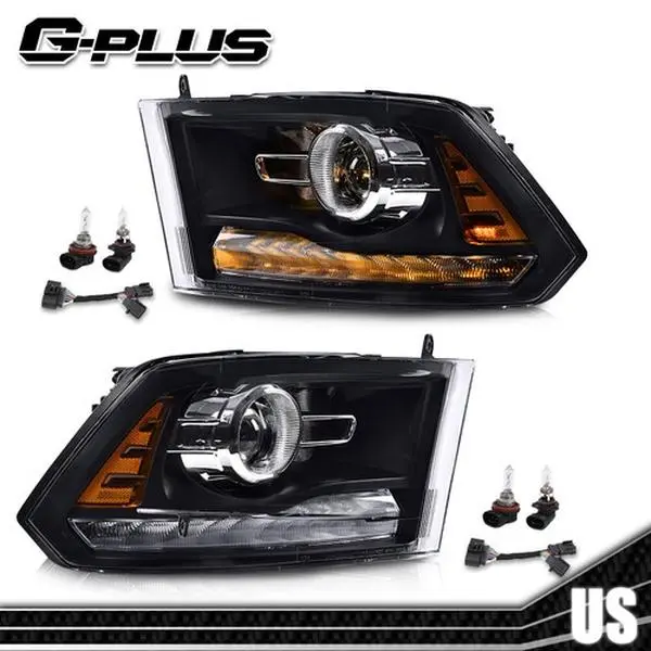 G-PLUS Headlights for 2009-2018 Ram 1500 2500 3500 Headlights Assembly LED DRL Projector Headlights w/ Harness