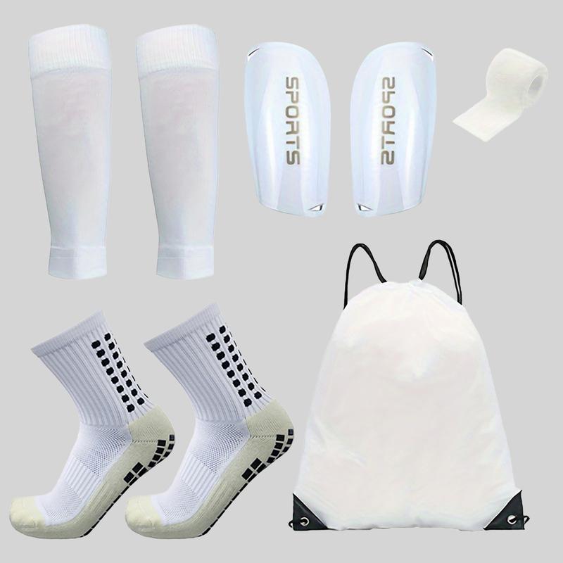 Sports 5-Piece Soccer Kit - Includes Shin Guards, Grip Socks, Bandages & Carry Bag for Training & Matches Essential Equipment Footballequipment