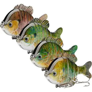 SwimPanfish Multi Jointed Panfish Bluegill Swimbaits Hard Topwater Bass Lures Fishing Lure Crank Saltwater 3.5in/0.85oz,Pack of 4