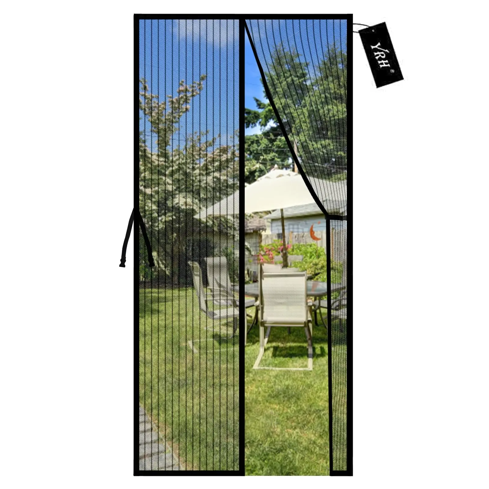 Magnetic Screen Door with Stay Open Buckles - Heavy Duty Self-Sealing Mesh,Powerful Magnets,Full Frame Magic Tape