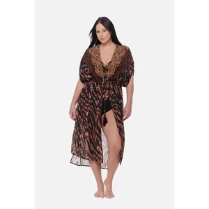 Plus Size Beaded Kimono Cover Up in Raya De Safari