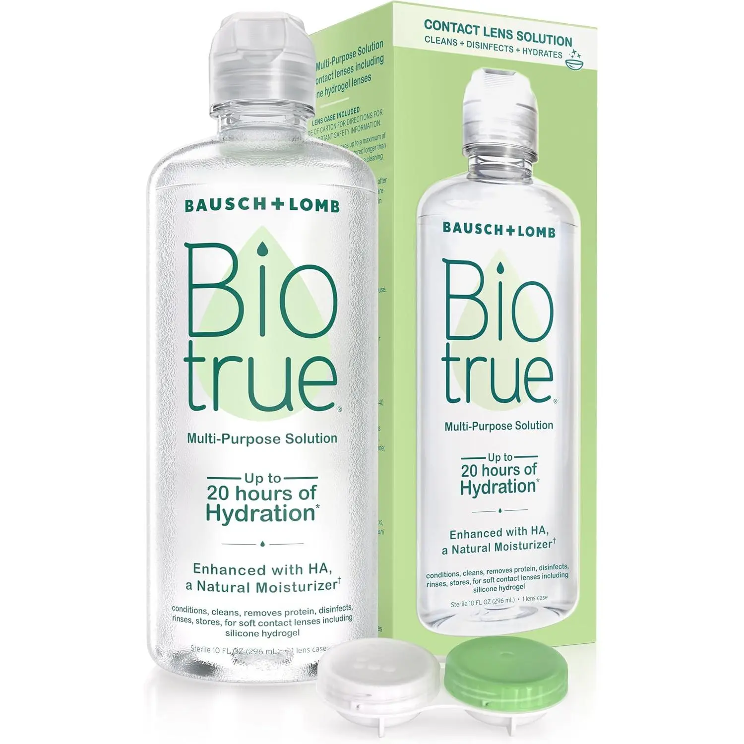 Biotrue Contact Solution, Multi-Purpose Solution with Lens Case, Cleans, Conditions, Hydrates, Disinfects, Removes Protein, Dirt & Debris, Contact Lens Cleaner & Storage, 10 Fl Oz (Pack of 1)