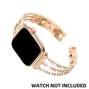 Luxury Rhinestone Decor Watch Band, Fashionable Watch Band for Women, Smart Watch Accessories, Smart Watch Straps Compatible with Apple Watch Series