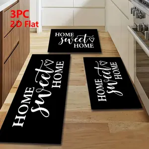 2/3 Piece Flannel Kitchen Mat Set, Simple Design, Non-Slip, Absorbent, Ideal for Kitchen, Hallway, Bathroom, Kitchen Rugs Sets
