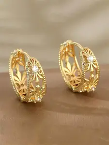1 Pair Elegant Cubic Zirconia Hoop Flower Earrings For Women For Mother's Day Gift Party Jewelry