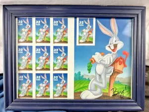 United States EFOs Varieties Scott #3137 Pane of 10 Bugs Bunny Stamps Framed '97