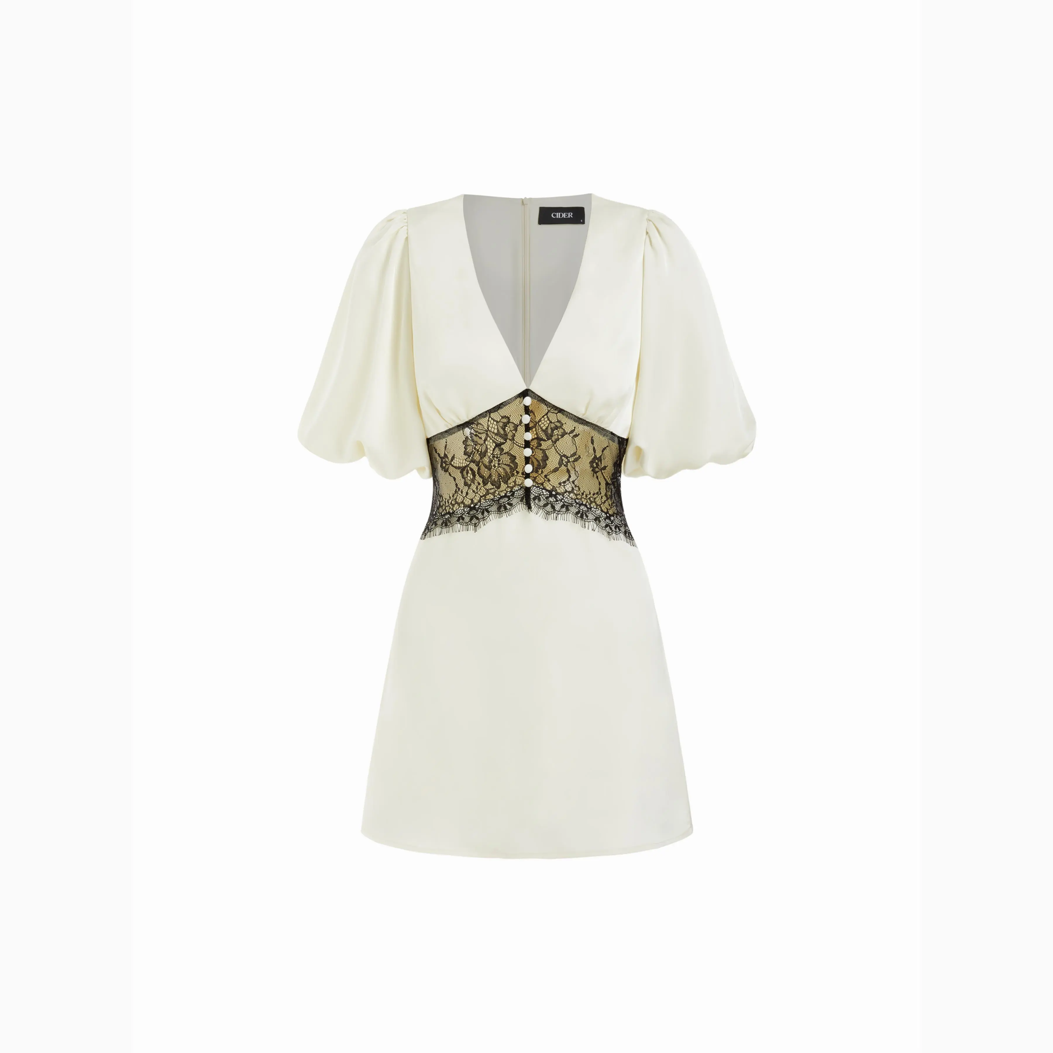 high neck a-line mini dress in black Carabella Black High-Neck Short-Sleeve Mini Dress – Club L London main image 1
