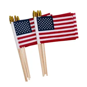 4X6 Inch US Flags,Small American Flags on Stick, Mini American Flags for Patriotic Veterans Day Decorations, 4th of July Decorations