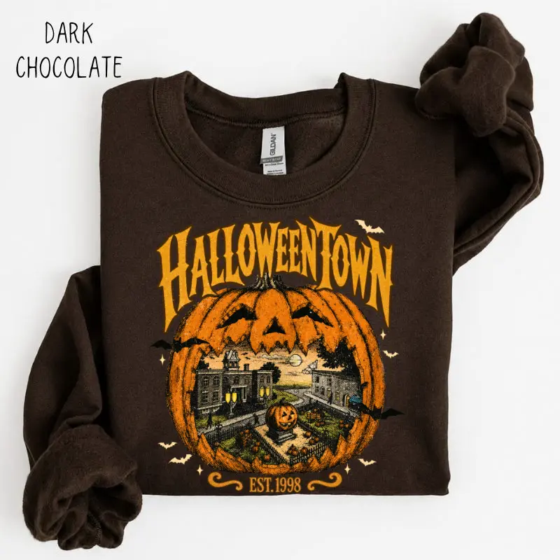 Halloweentown Est. 1998 Sweatshirt, Vintage 90s Halloween University Crewneck, Retro Spooky Graphic Pullover, Halloween Sweater