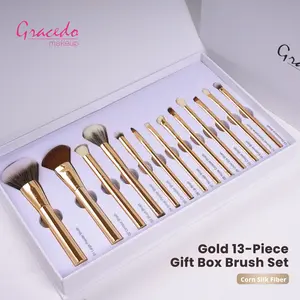 Gold 13-piece professional makeup brush set.Super soft，Super soft，makeup brush gift set，eco-friendly makeup brushes，natural hair brush，easy to clean makeup brushes