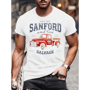 Monawear Men's Vintage Sanford and Son Salvage Truck Graphic T-Shirt - Dark Gray Retro TV Show Tee, Heavy-Duty Red Truck Design, Established 1972 - Casual Crewneck Shirt for Fans of Classic Sitcoms, Nostalgic Clothing, Classic Crewneck Tee