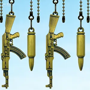 Ceiling Fan Pull Chain Extender Set Gun Shaped Pendant Ornament 14 Inch 3mm Beaded Ball Chain Extension with Connector Kit Decorative Hanging Accessory