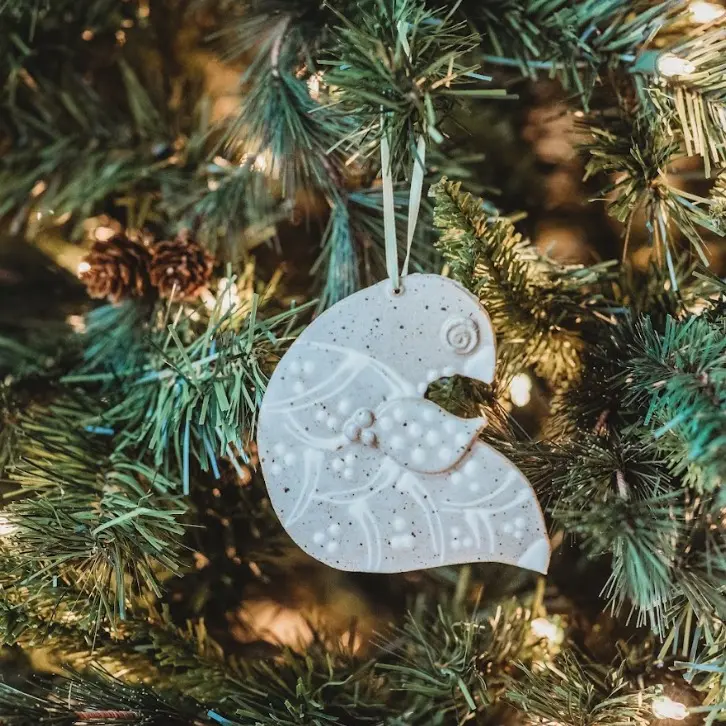Handmade Ceramic Bird Christmas Tree Ornament Gift Glossy