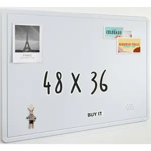White Cork Bulletin Board 48" x 36", Large Foldable Felt Notice Pin Board for Wall, 4' x 3' Decorative Corkboard Photo Board with Self-Adhesive Tape for Office, School & , 25 Pushpins