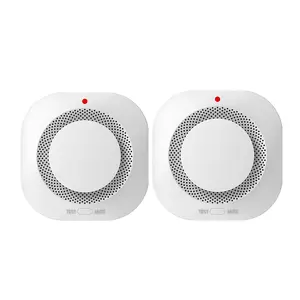 2 Pack Smoke Alarm, Fire Detector for Home Security, Battery Powered Smoke Detector for Bedroom, Kitchen and Living Room
