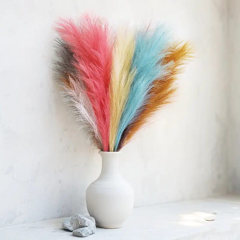 30pcs Artificial Pampas Grass Stems, Gradient Boho Decorative Home Decor, House Plants Decor, Wedding Decoration, Fake Pampas Grass for Table Centerpiece, Artificial Faux Plants