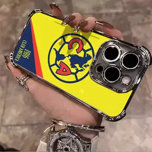Mexico Club América Pattern Football Fan Merchandise Suitable for Aesthetic Electroplated TPU Casing For iphone 17 16 15 14 13 12 11 X Four Corners Anti-Fall Transparent Casual Soft Silicone anti-drop shockproof Phone Cases Perfect Gift for Men's L1740