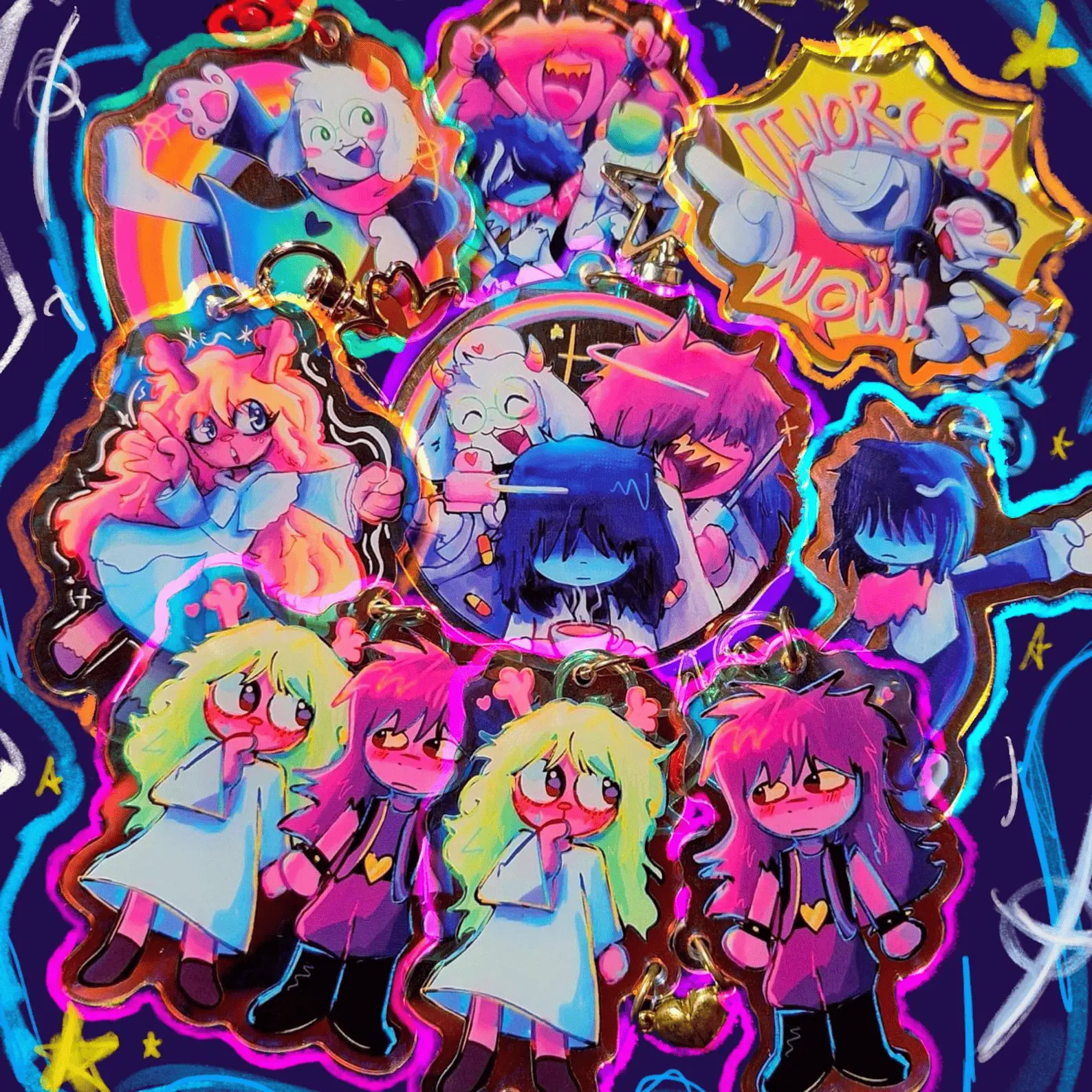 Deltarune Holographic Keychains!! Kris, Ralsei, Susie, Noelle, Spamton, and Tenna!!, Great For Daily Use Or As Thoughtful Little Gifts For Your Friends And Yourself