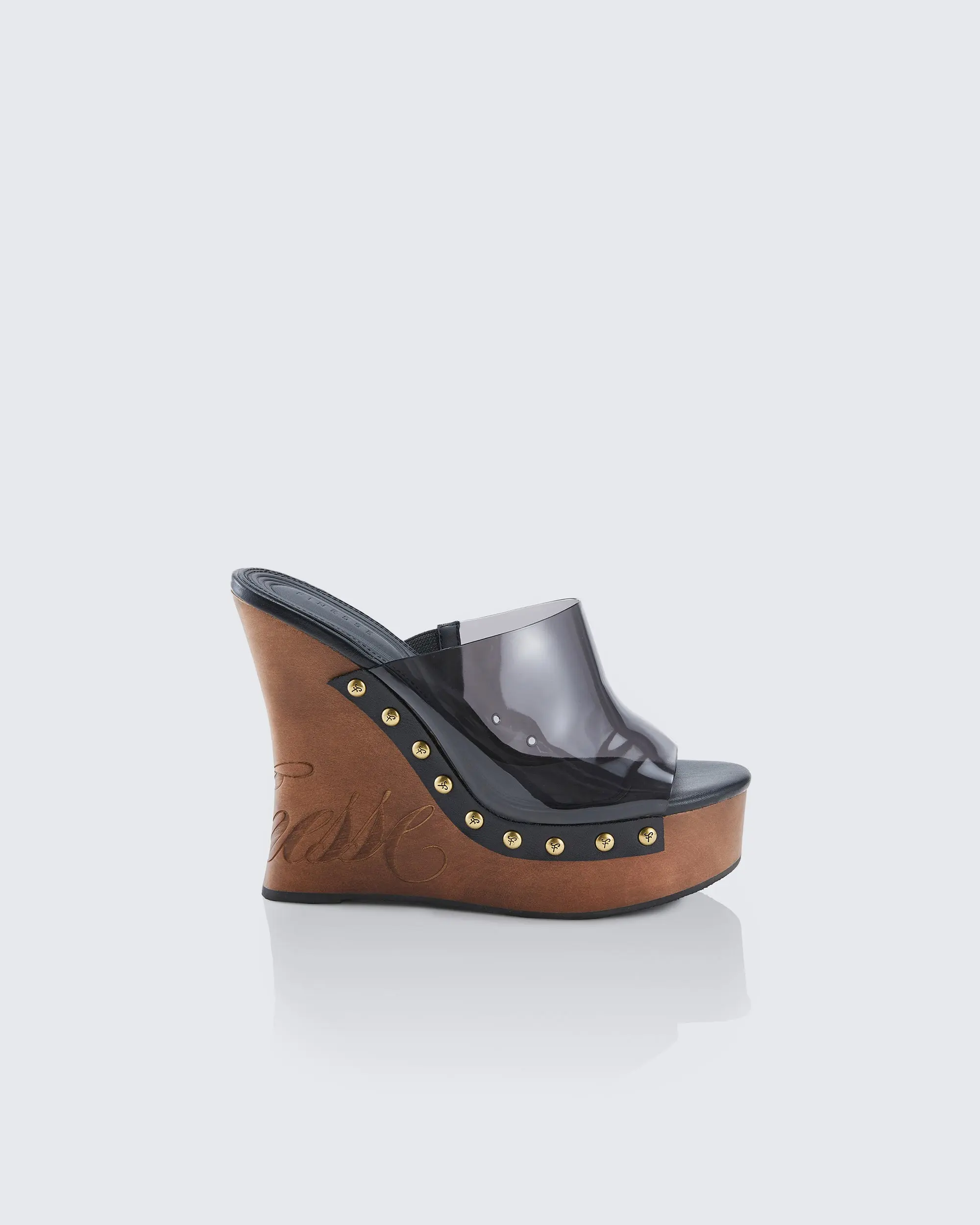 Warda Black Perspex Wooden Wedge