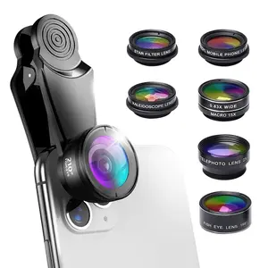 MECO 4K Mobile Phone Lens Kit: Star Filter CPL Polarizing Filter Macro Lens Telephoto Lens Ultra-Wide Angle Lens Fisheye Lens Zoom Lens Close-Up Filter + Phone Clip 2-in-1 HD Lens Filter for Photography and Live Streaming