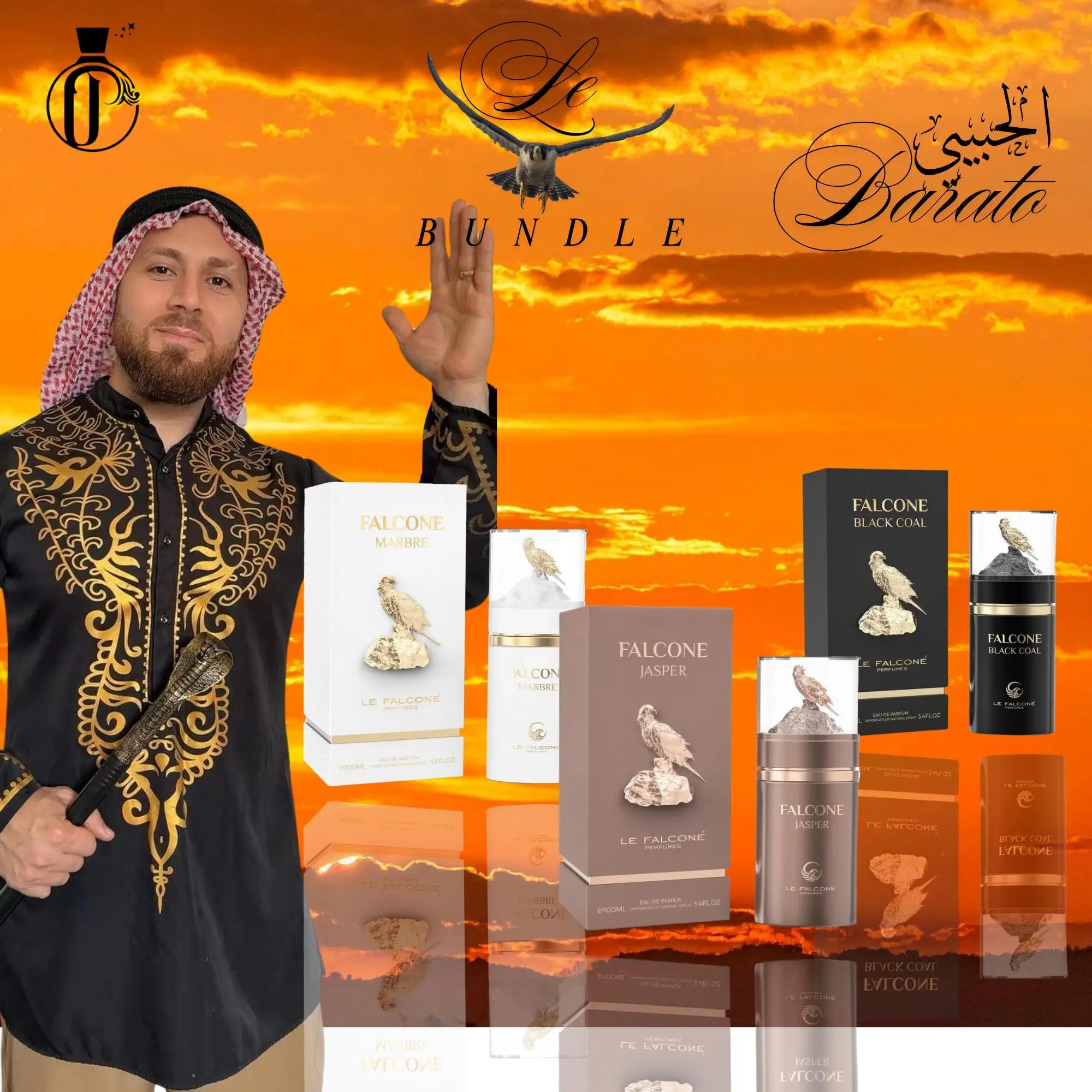 El Habibi Barato Bundle | Marbre + Jasper + Black Coal | Eau De Parfum | 100 ML | Bergamot - Moroccan Jasmine - Vanilla Fragrance Notes