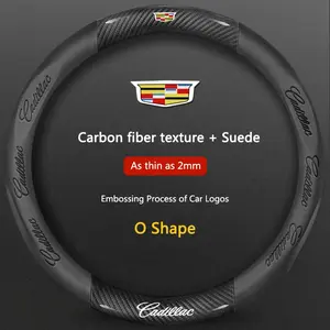 Carbon Fiber PVC Car Anti Slip Steering Wheel Cover for Cadillac Escalade CTS DTS STS XTS ATS BLS SLS Deville CT5 CT6 XT5 XT6 Styling Accessories