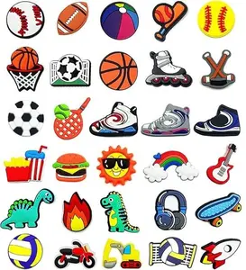 Shoe Charms for Boys, 30PCS Sports Gibbets Football Basketball Baseball Softball Soccer with Sneakers PVC Gibits for Crocs, Cute Dinosaur Shoe Charms for Bracelet, Shoe Pins Gifts for Boy