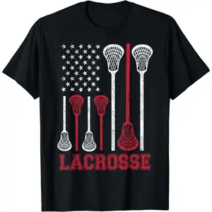 Lacrosse American Flag Lax Shirt Men Women Boys Girls Gifts T-Shirt