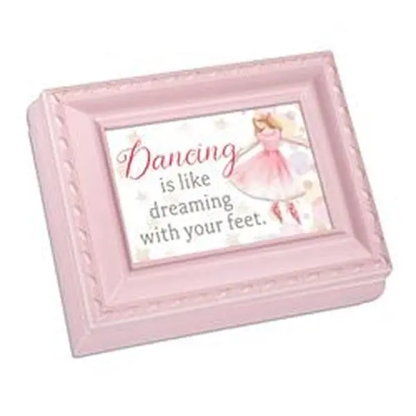 Dicksons TS797P Velvet Plastic Keepsake Box, Dancing Like Dreaming Blush Pink, for Storing Photos and Prints