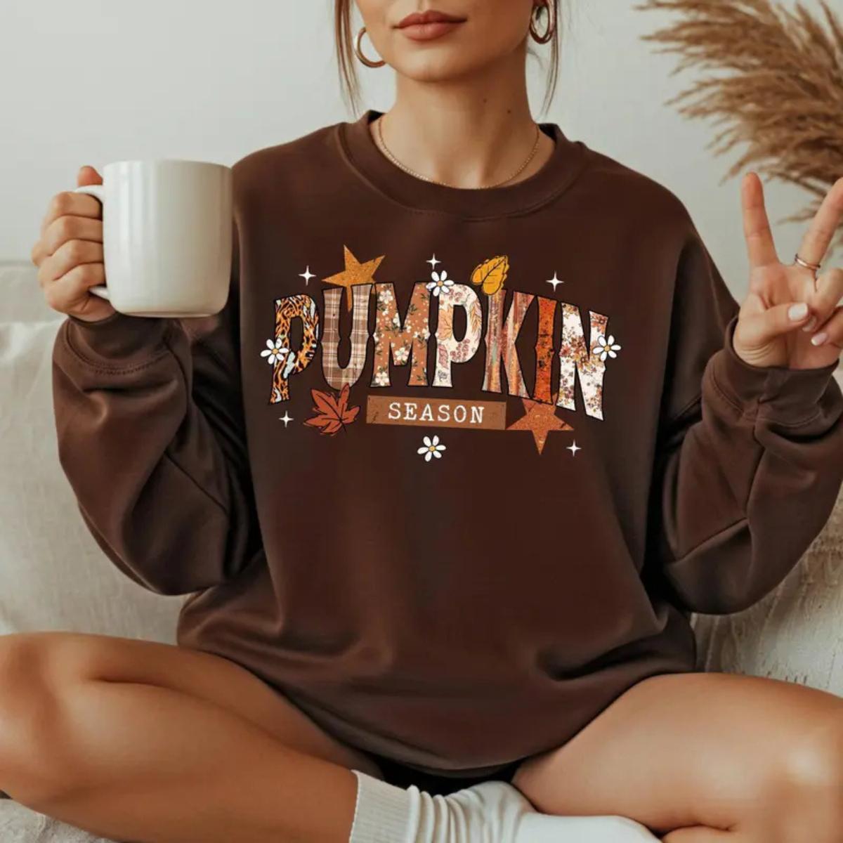 Vintage Pumpkin Season Sweatshirt, Cute Fall Autumn Crewneck, Cozy Thanksgiving Hoodie, Retro Halloween Pumpkin Sweater, Whimsical Lucy Inspired Fall Gift