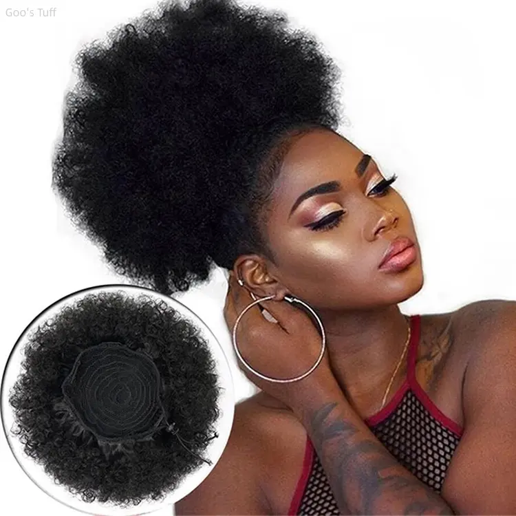 Synthetic Fiber Hair Bun Hairpiece - Caterpillar-Shaped Explosion Wrap, Fluffy Afro Puff Chignon, Easy Drawstring Fit for Natural Hair, Daily & Festival Casual Styling Accessory